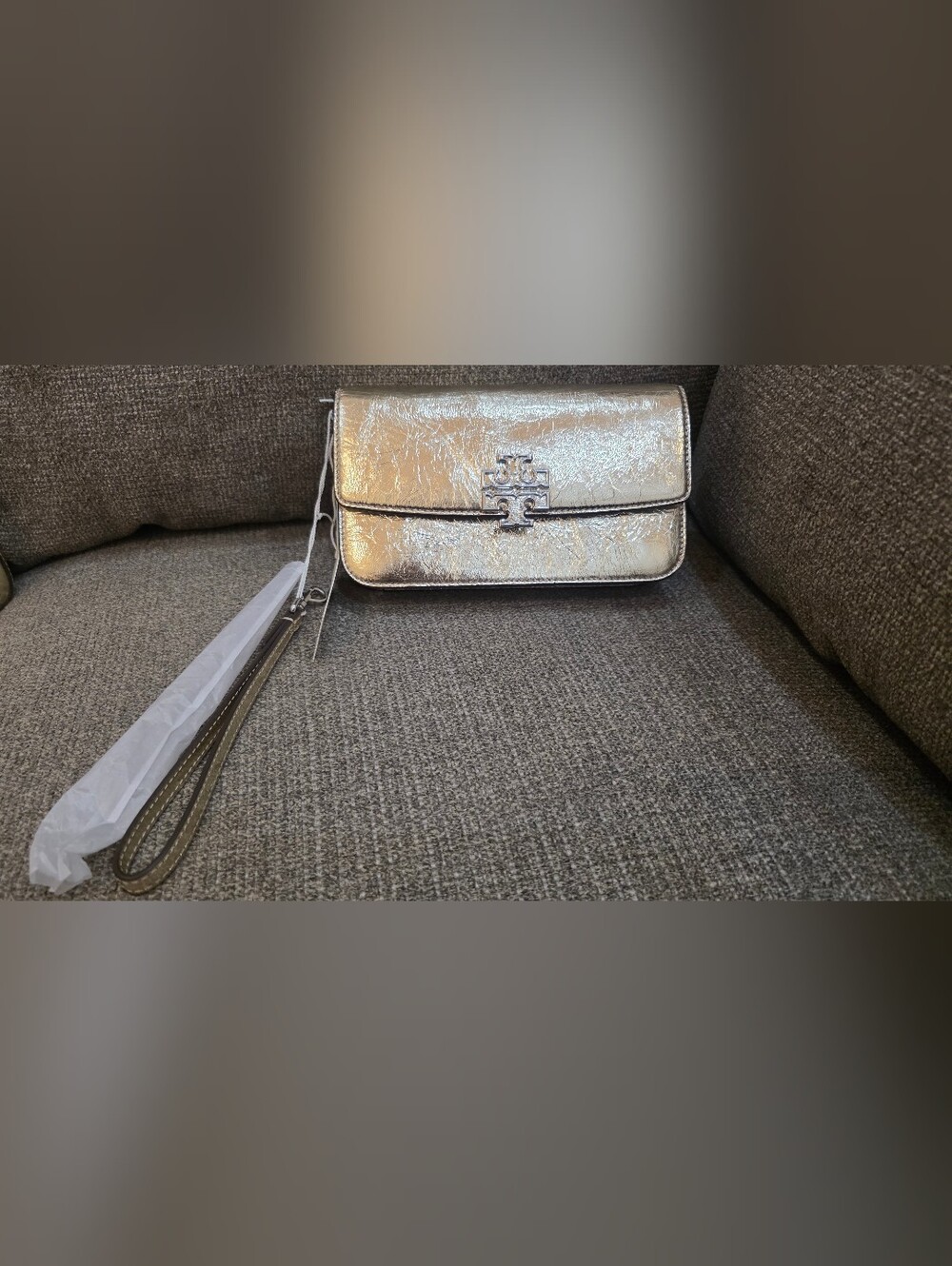 Tory Burch Metallic Gold/Silver Wristlet Clutch/ Shoulder Bag